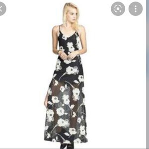 Astr black and white maxi sheath dress